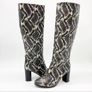 Dusano Womens‎ Boots Size 37 Snakeskin Python Print Chunky Heeled Mobwife Retro
